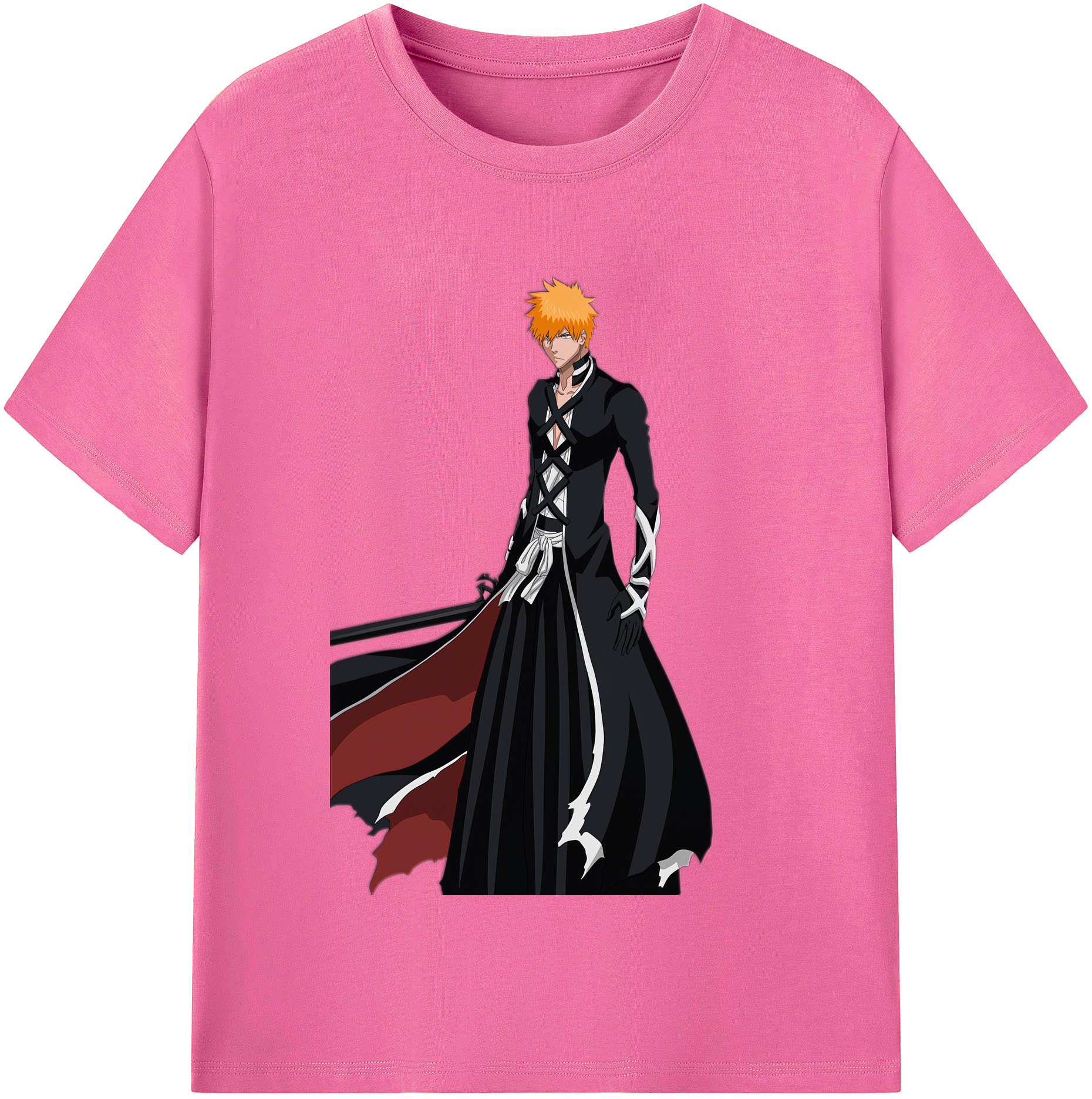 （画像用） ブリーチ 黒崎一護（くろさき いちご）BLEACH Kurosaki Ichigo レディースカジュアルプリントTシャツ（綿100％）